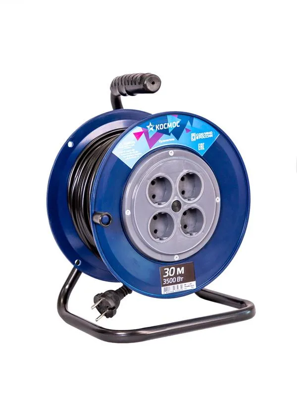 Удлинитель на катушке 4х30м 16А IP20 3.5кВт ПВС 2х1 YKKsm30m-4g(16A)