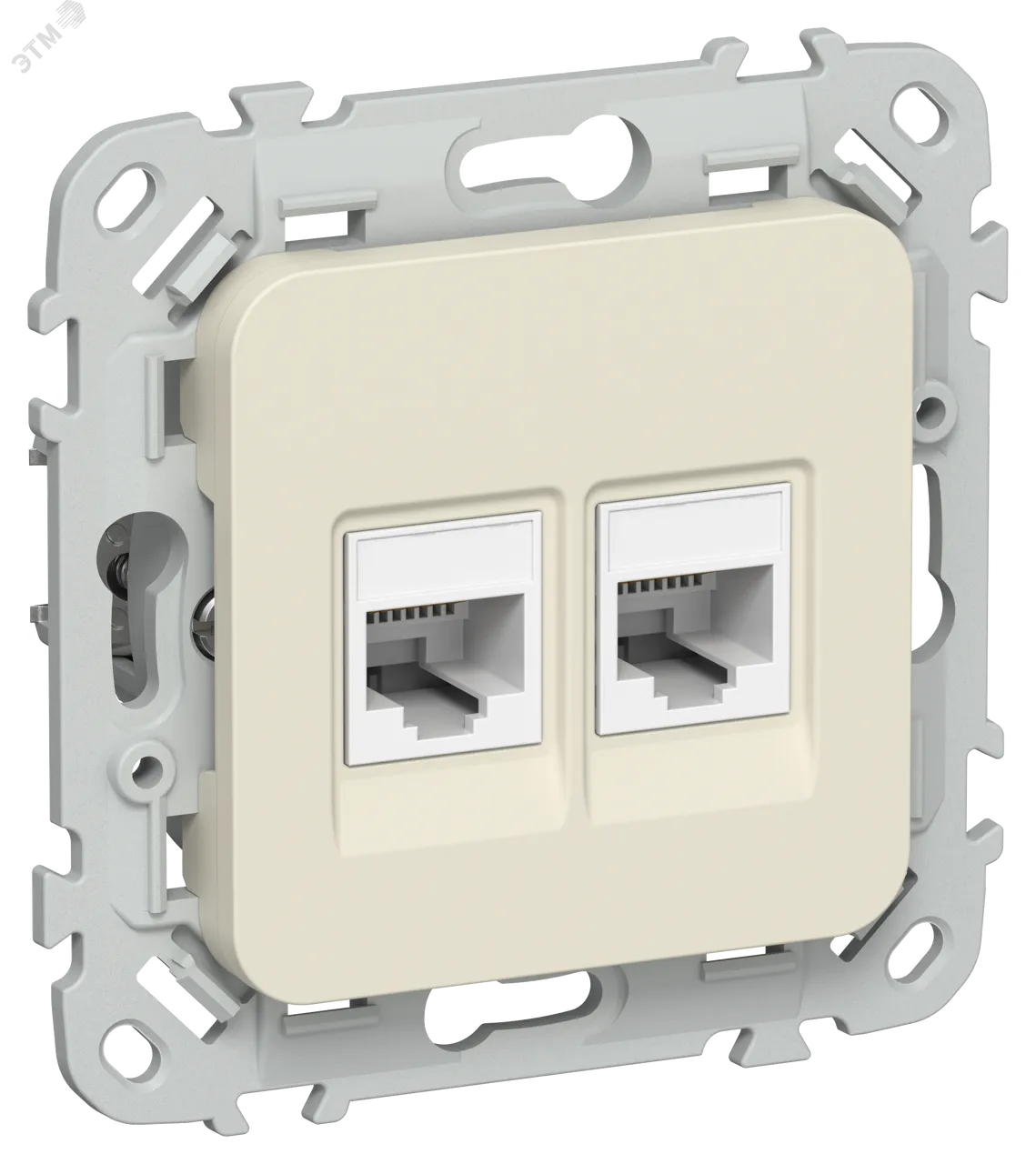 FLITE Розетка 2-местная компьютерная RJ45 категория 5Е UTP РК5е-2-0-ФлСл сливочный IEK FI-K22-1-K86