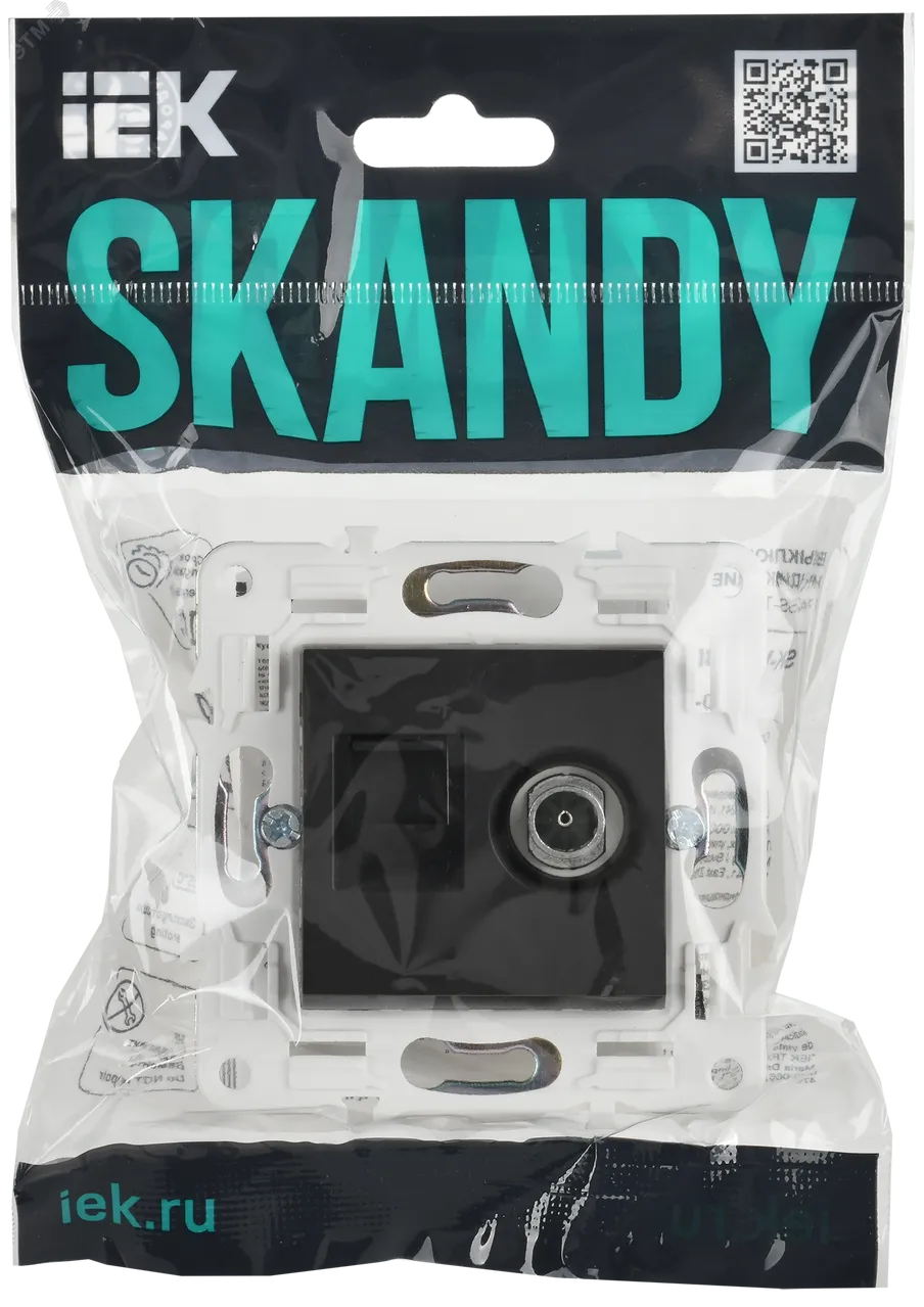 SKANDY Розетка двойная TV+RJ45 кат.5E SK-A14T титан IEK SK-AK20-1-K48