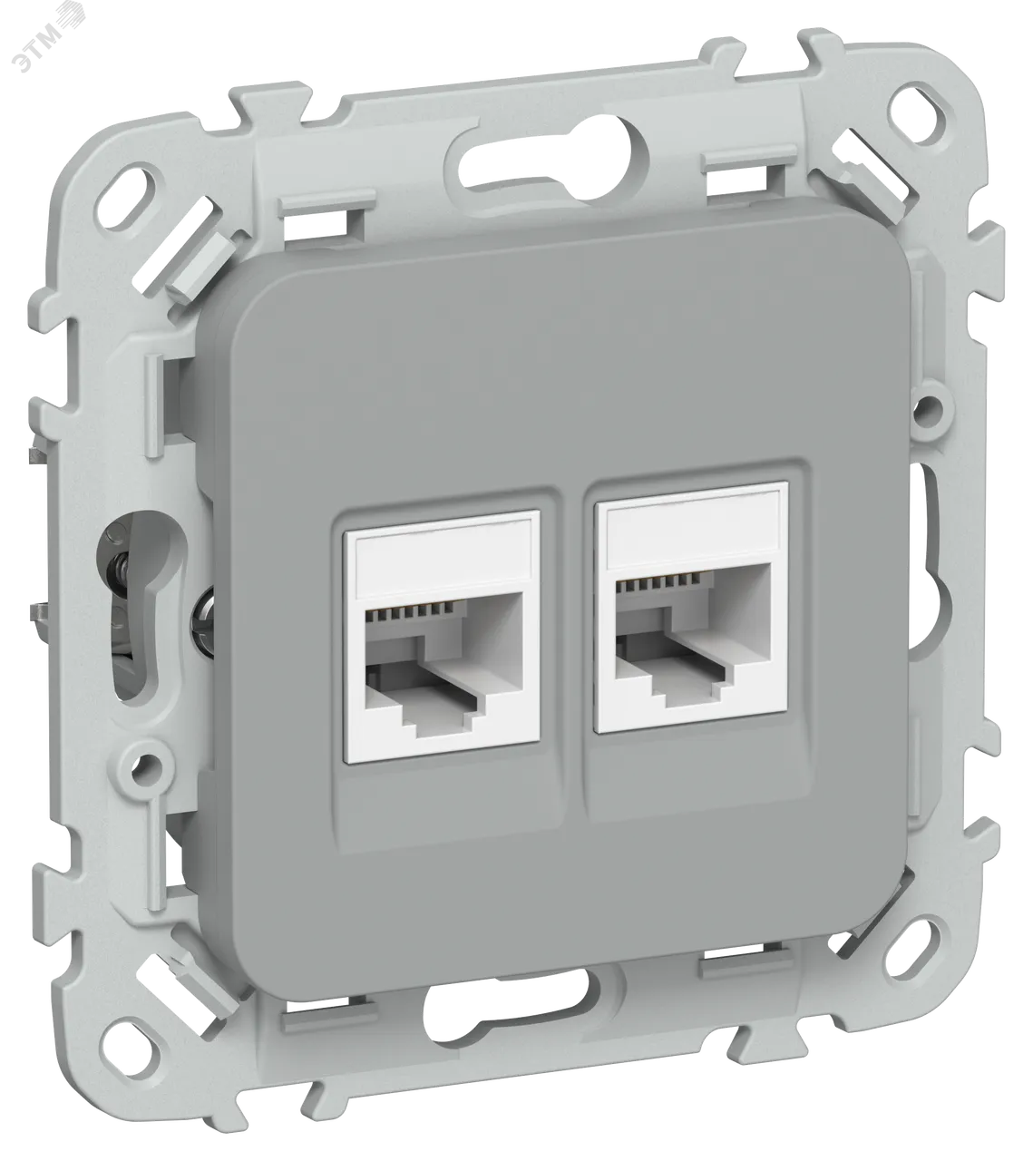 FLITE Розетка 2-местная компьютерная RJ45 категория 5Е UTP РК5е-2-0-ФлС серый IEK FI-K22-1-K03