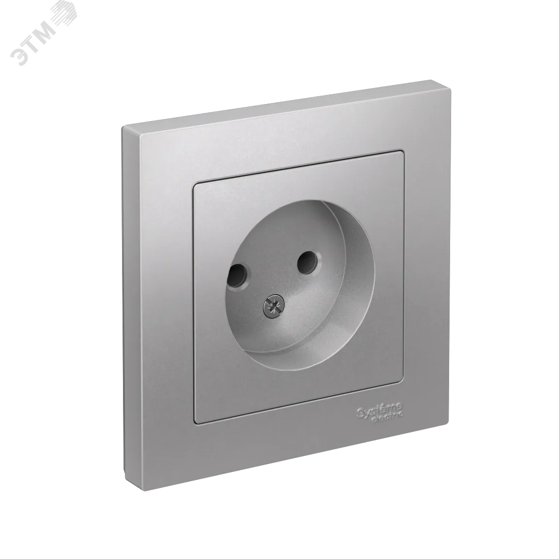 Розетка 1-м СП AtlasDesign 16А IP20 без заземл. в сборе алюм. SE ATN000340