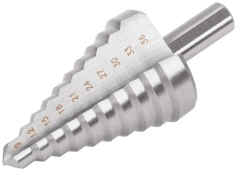 Сверло ступенчатое HSS (Р6М5) по металлу, 9 ступеней, 9-36 мм 36399