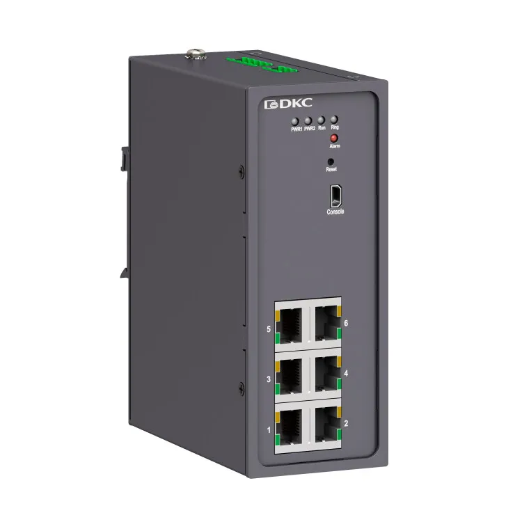 Промышленный управляемый коммутатор, 610/100Base-T(X) портов RJ45, консольный порт Mini USB, 24-48В DC (18-72В DC), с резервированием N2000-6T-P1