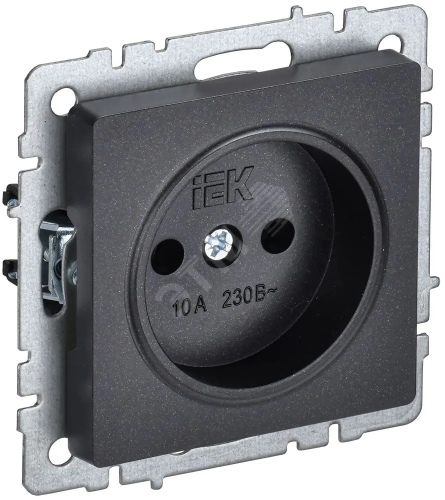 Розетка BRITE РС10-1-0-БрЧ 10А без заземл. без защ. шторок черн. BR-R10-10-K02