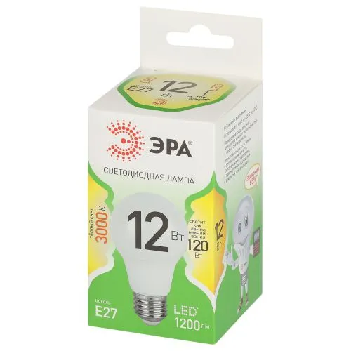 Лампа светодиодная LED 12 Вт 1200Лм 3000К груша теплый E27 220-240В LED A60-12W-830-E27 Green Line Б0067110