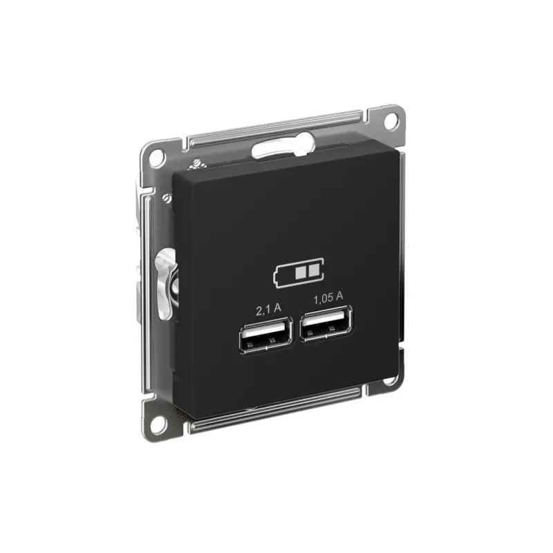 Розетка USB AtlasDesign тип A+A 5В 1х2.1А 2х1.05А механизм карбон SE ATN001033