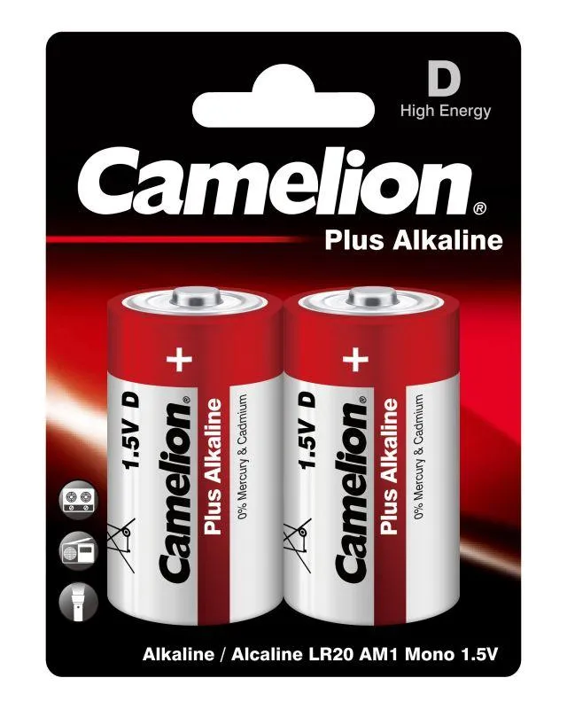 Элемент питания алкалиновый D/LR20 1.5В Plus Alkaline LR20-BP2 BL-2 (блист.2шт) 1654