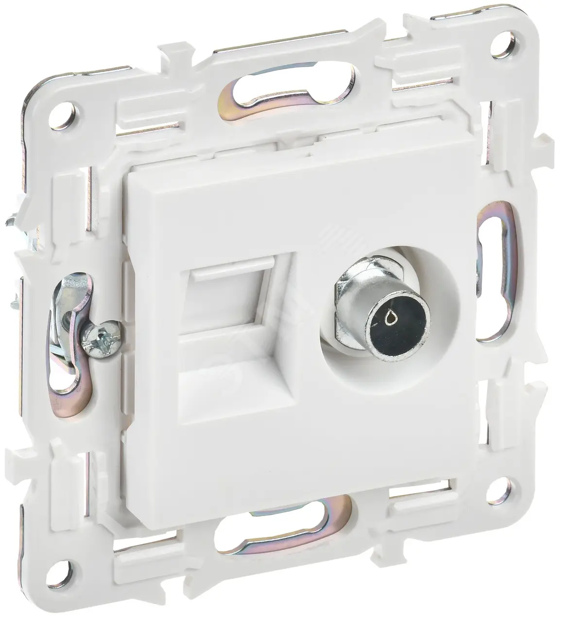 SKANDY Розетка двойная TV+RJ45 кат.5E SK-A14W арктический белый IEK SK-AK20-1-K01