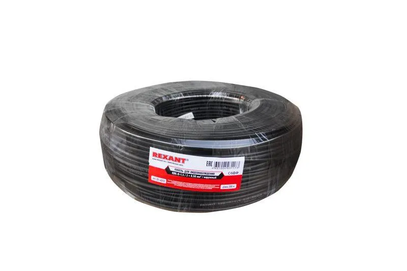Кабель КВК-П-1,5+2x0,50 мм2 (Cu/Cu) черный, 200 м, 01-4013