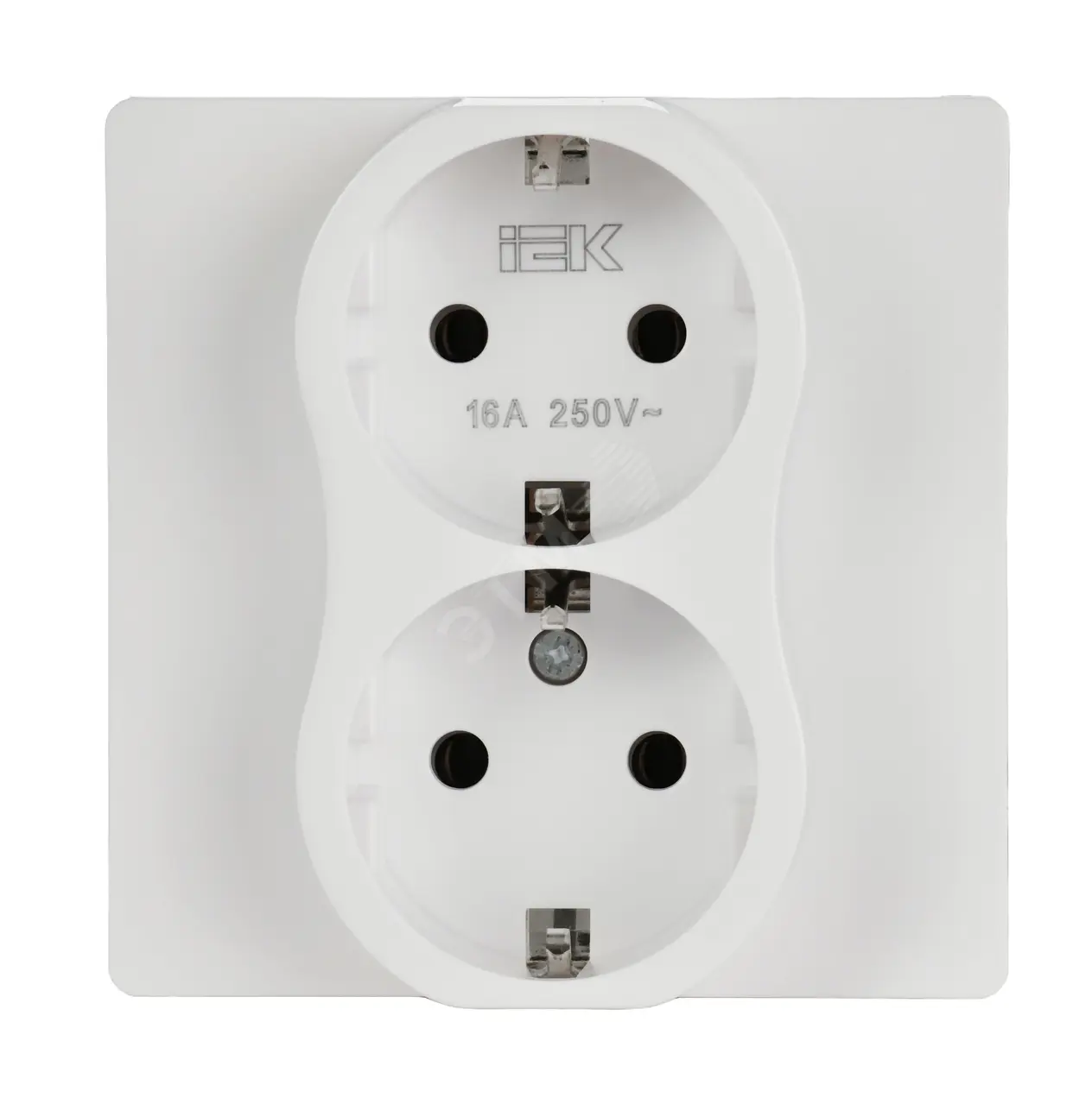 FLITE Розетка 2-местная с заземлением без защитных шторок 16А в сборе РС12-0-К-ФлБ белый IEK FI-R21C-16-K01