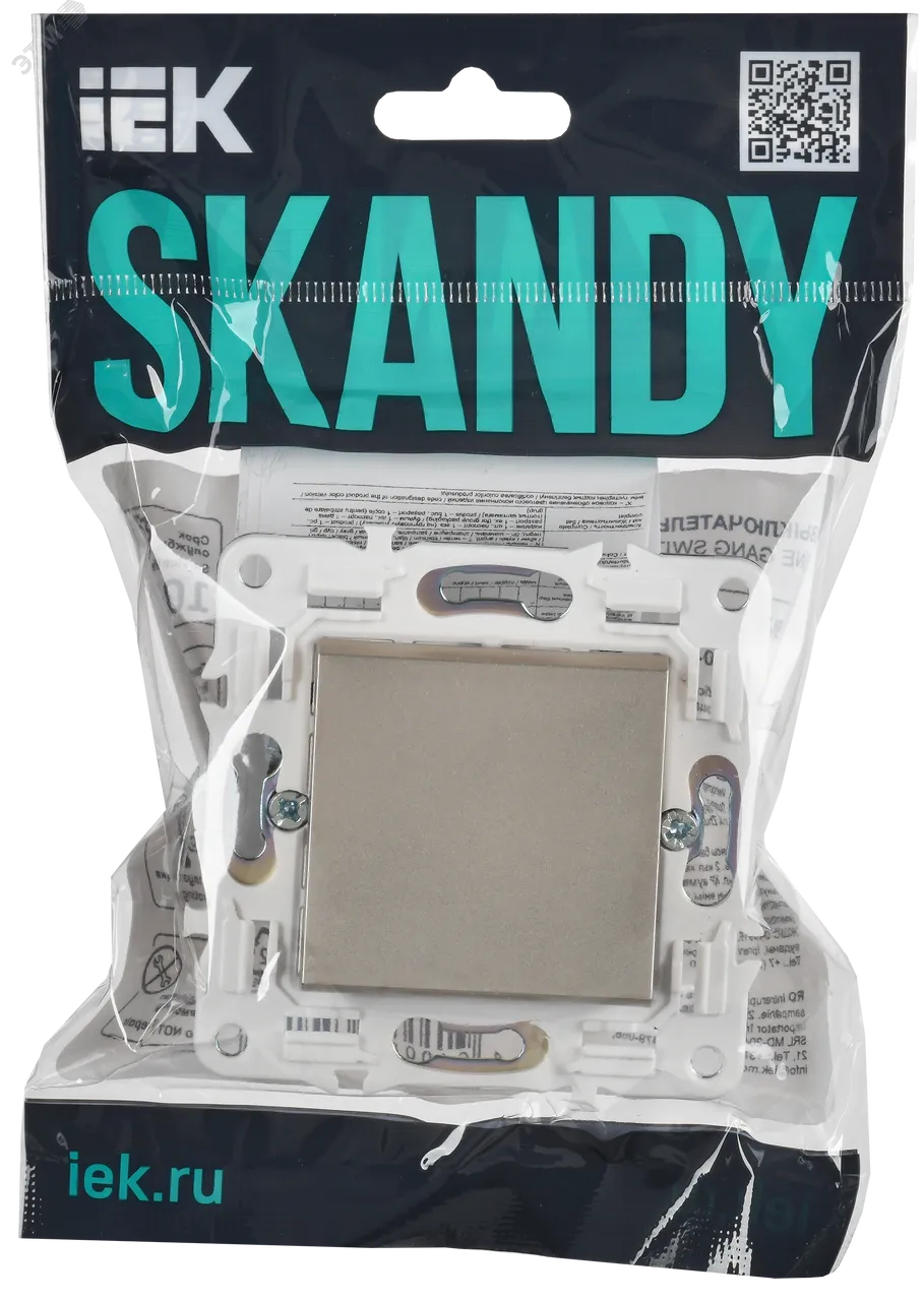 SKANDY Выключатель 1-клавишный проходной 10А SK-V02Sh шампань IEK SK-V12-0-10-K37