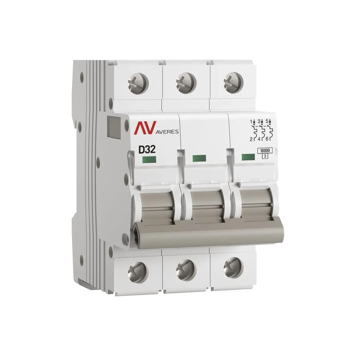 mcb10-3-32D-av Выключатель автоматический AV-10 3P 32A (D) 10kA EKF AVERES(кр.1шт)
