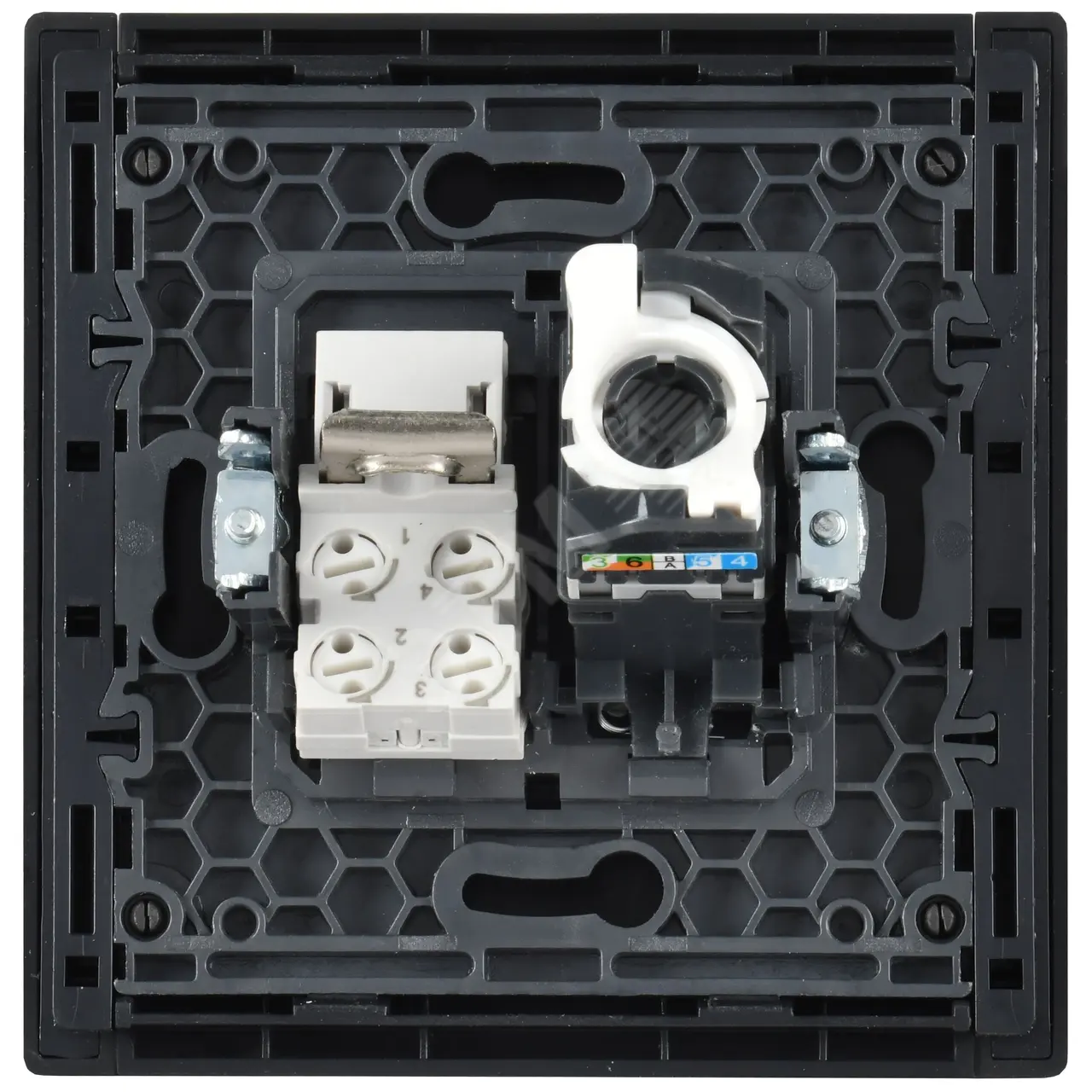 FORTE&PIANO Розетка двойная RJ11+RJ45 кат.5E FP135 черный IEK FP-KT20-O-1-K02