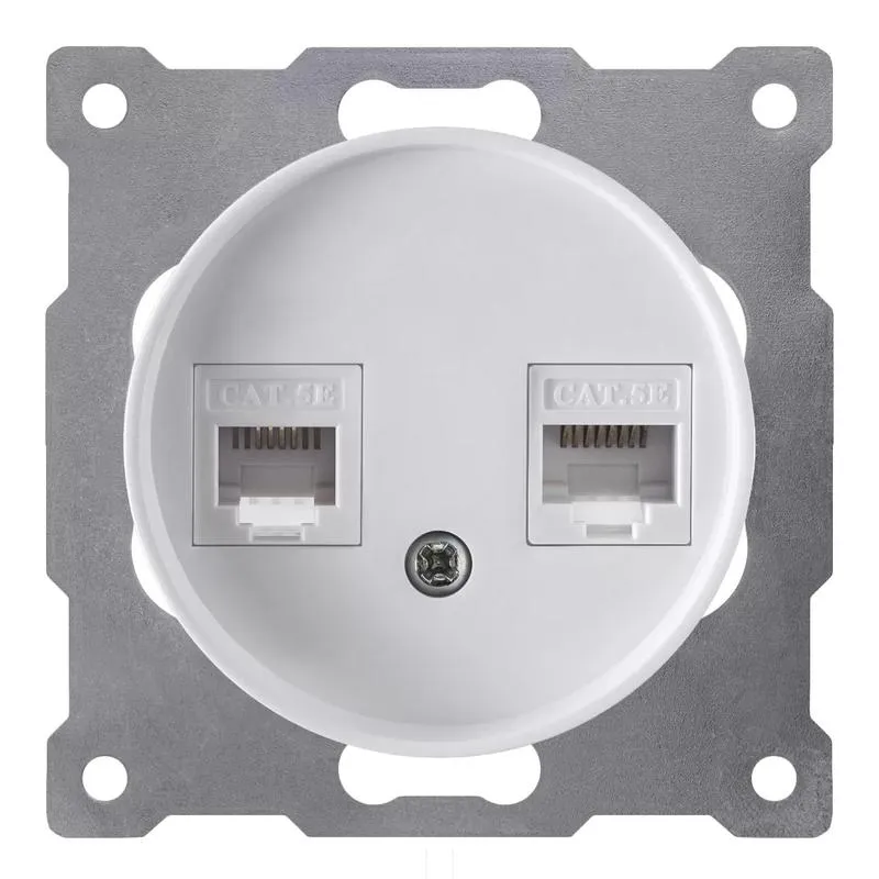 Розетка компьютерная 2-м СП Florence RJ45 кат.5E механизм бел. (1E20901300) 2172772
