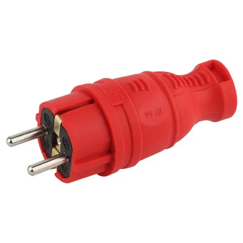 Вилка прямая V8-RED-IP44 16А IP44 з/з каучук красн. Б0044547