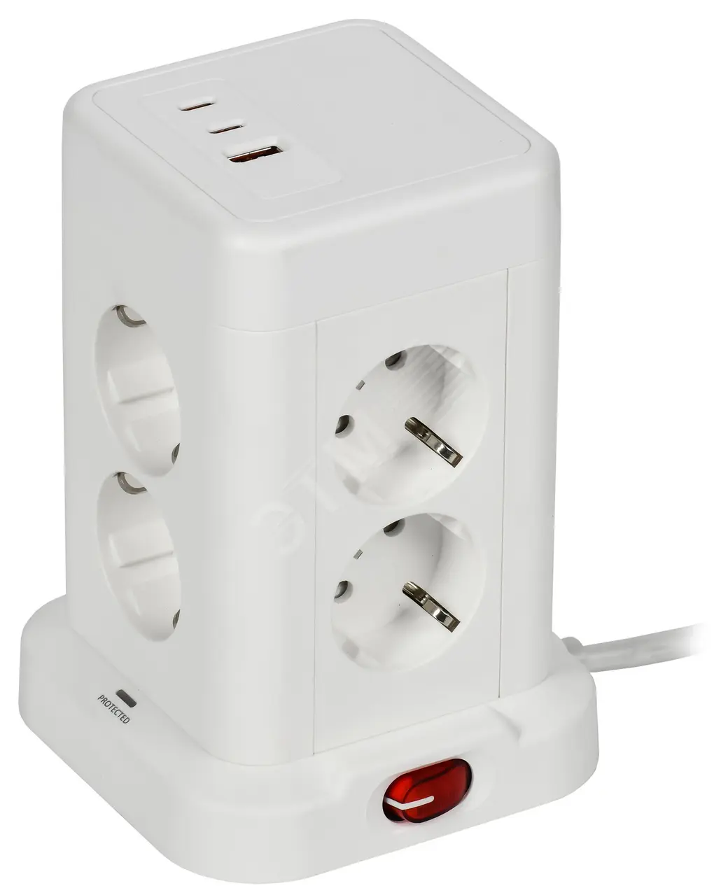 DOMINIC Удлинитель У08K 8 мест 2P+PE 1,5м 3х1,0мм2 16А/250В USB A+C 20Вт белый IEK DN-YP30-16-08-01-ZKU-K01