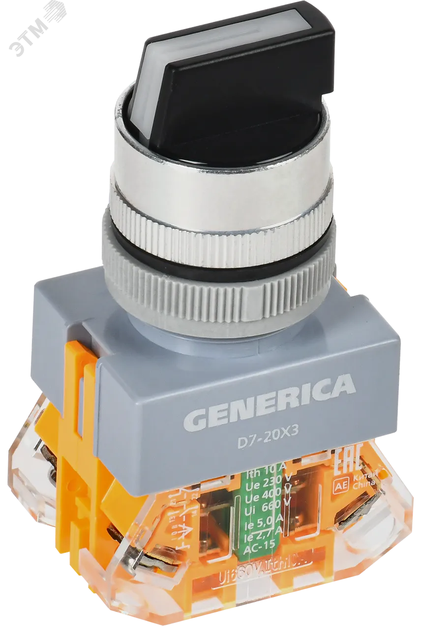 Переключатель D7-20X3 3 полож. 1з+1р черный GENERICA BSW50-20X3-3-21-3-K02-G