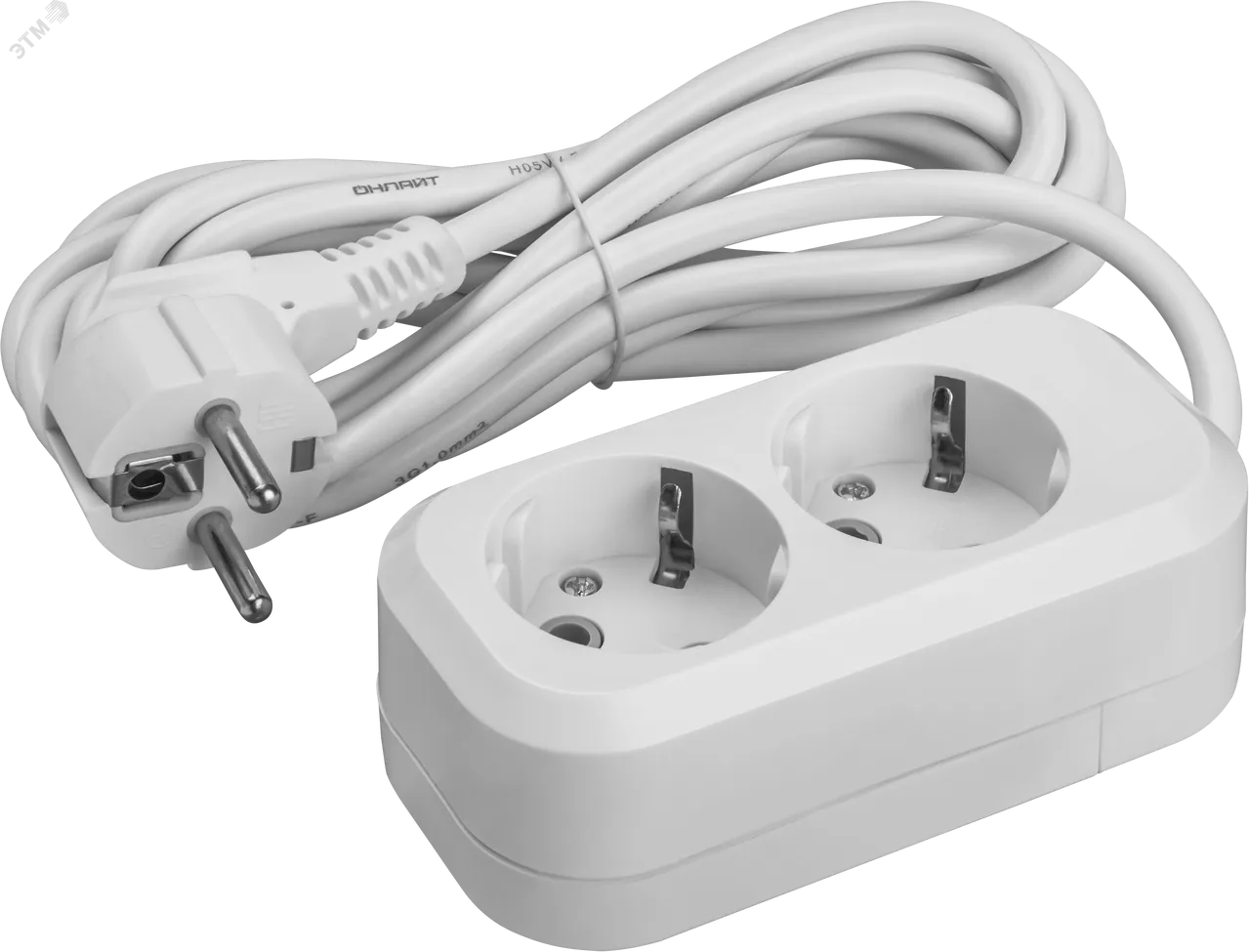 Удлинитель бытовой OPE-S-02-200-E-3x1 с заземлением 2 розетки 2м ПВС 3х1 3500 Вт 33280