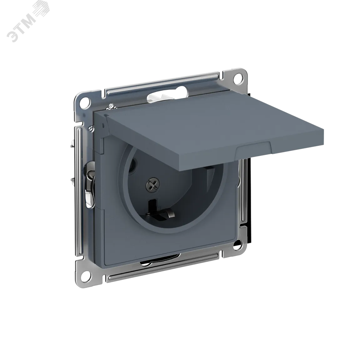 Розетка 1-м СП AtlasDesign 16А IP20 с заземл. защ. шторки с крышкой механизм грифель SE ATN000746