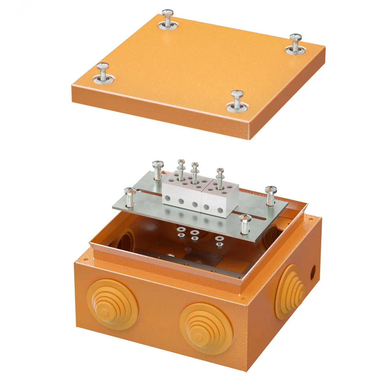 Коробка стальная FS с кабельными вводами и клеммниками IP55 150х150х80мм 5р  450V 10A  6мм.кв. FSB31506