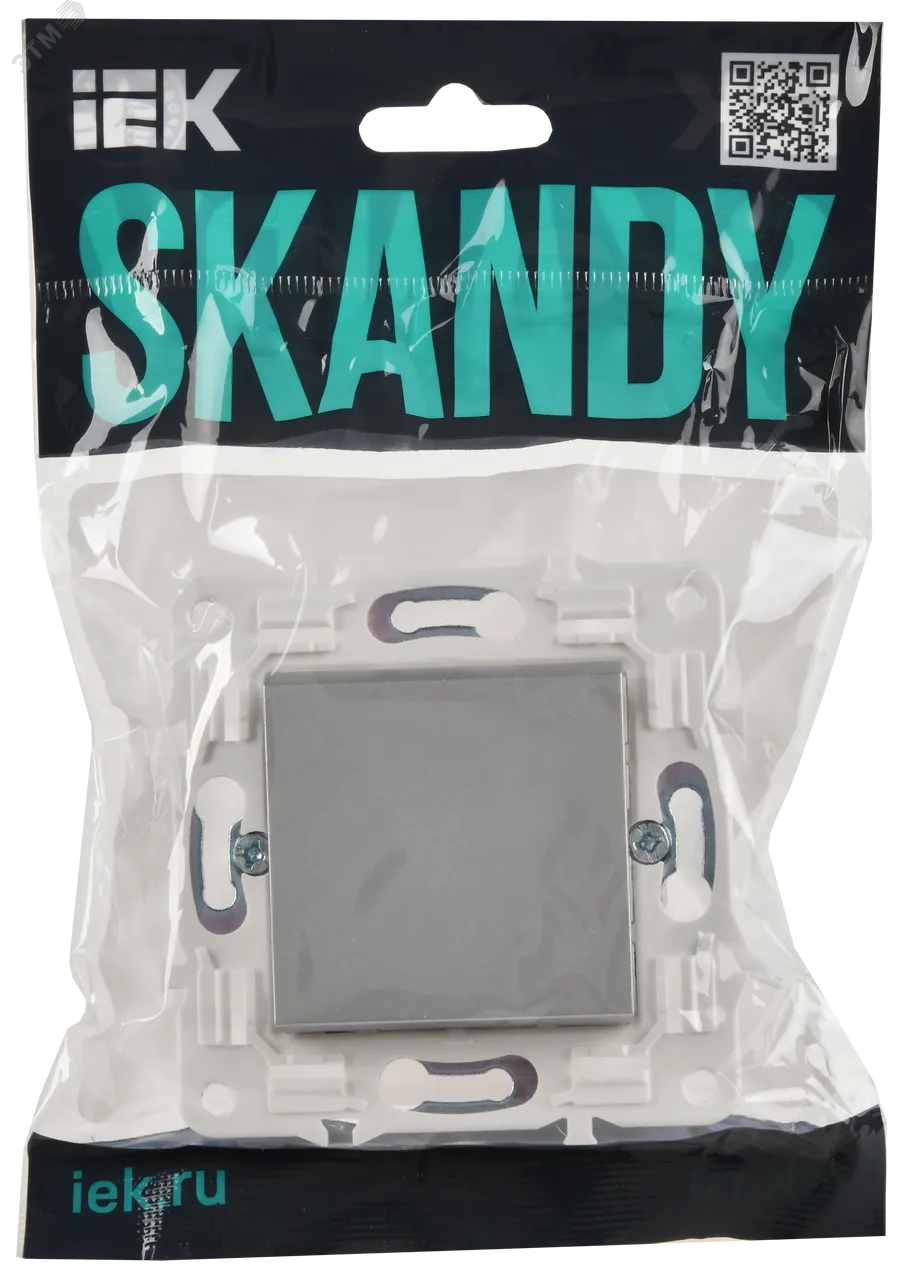 SKANDY Выключатель 1-клавишный проходной 10А SK-V02S серебряный IEK SK-V12-0-10-K23