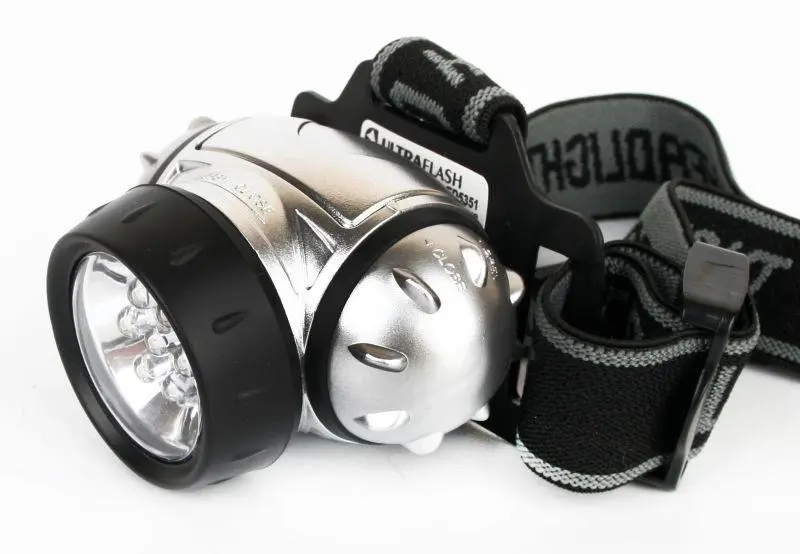Фонарь налобный LED 5351 7LED 3 режима 3хR03 металлик 10260