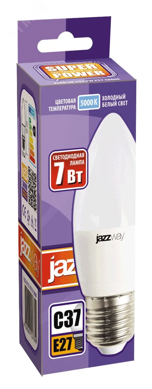 Лампа светодиодная PLED-SP 7Вт C37 свеча 5000К холод. бел. E27 560лм 230В 1027849-2