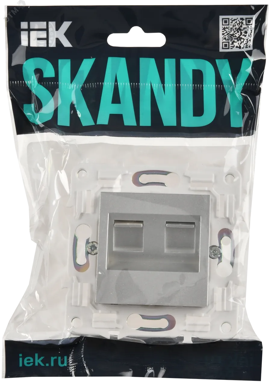 SKANDY Розетка компьютерная двойная RJ45 кат.5E SK-K03S серебряный IEK SK-K20-1-K23