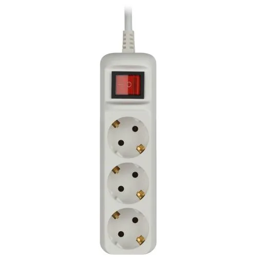 Удлинитель 3х3м с заземл. 10А IP20 UX-3es-3m ПВС 3х0.75 с выкл. Б0035751