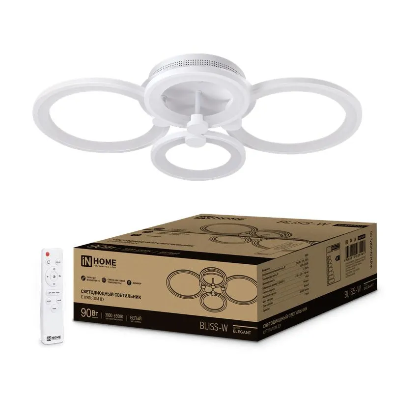 Светильник светодиодный ELEGANT BLISS-90W 90Вт 230В 3000-4000-6500К 7000лм 610х400х130мм с пультом ДУ 4690612035444