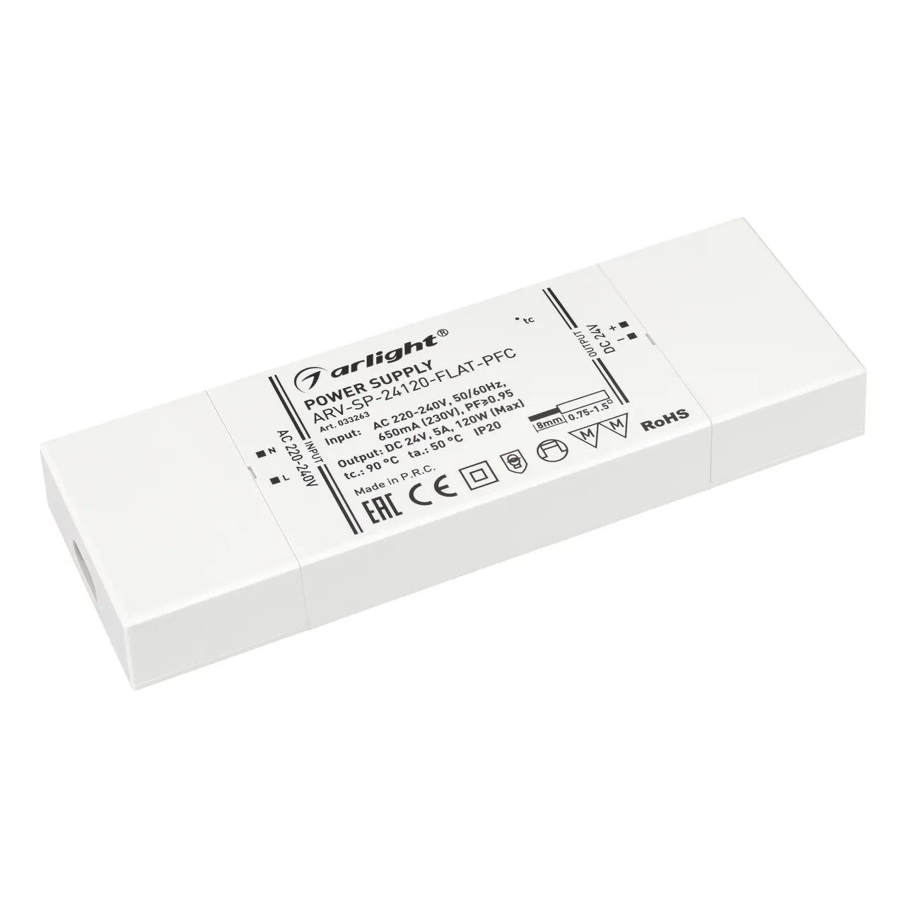 Блок питания ARV-SP-24120-FLAT-PFC (24V, 5A, 120W) 033263