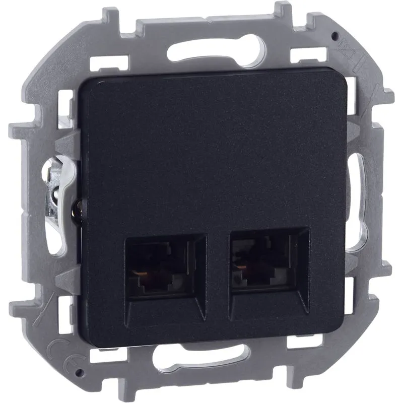 Розетка компьютерная 2-м Inspiria RJ45 кат.5E UTP антрацит Leg 673838