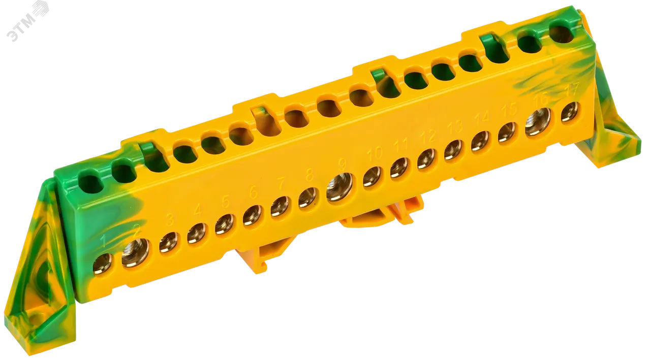 TEKFOR Шина PE земля в комбинированном DIN-изоляторе Стойка 8х12-17-ЖЗ IEK TF-NN20-17-DP-K52