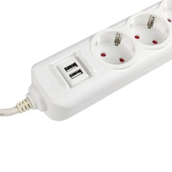 Удлинитель "Эксперт" 4 гнезда 5 метров 13А/3,0кВт с 2 USB 2,1А ПВС 3х1 PROxima UBA16-2USB-4-05i
