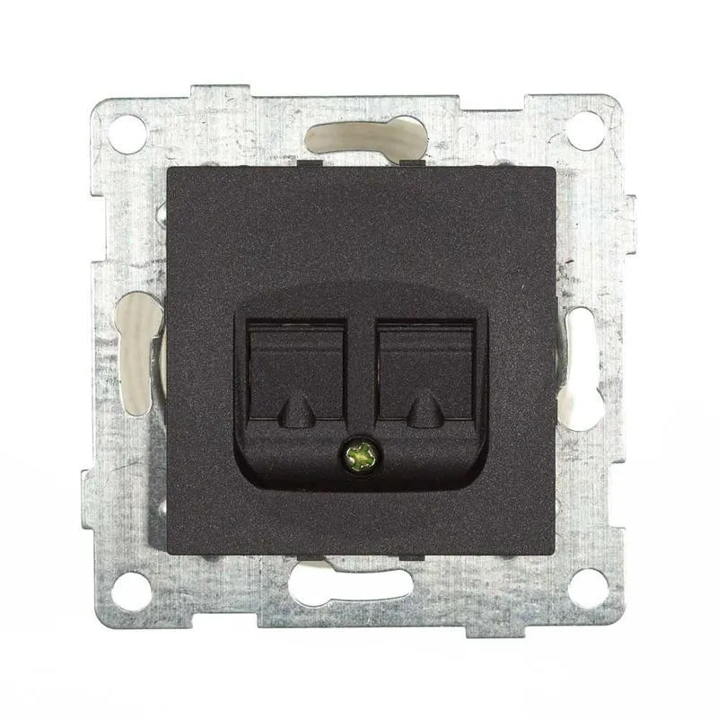 Розетка компьютерная 1-м СП Bravo RJ45 механизм графит С10К1-010