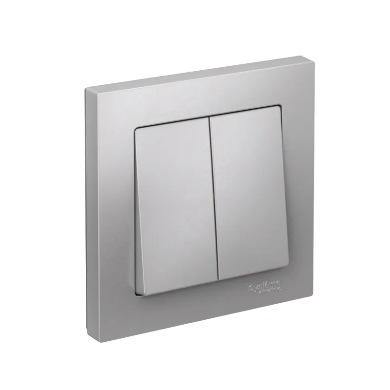 Выключатель 2-кл. СП AtlasDesign 10А IP20 (сх. 5) 10AX в сборе алюм. SE ATN000352