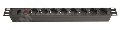 Блок распределения питания (PDU) 19" 10A с выключателем, Вых:8 Schuko, Вх:С14(к R519SH8OPSHC14