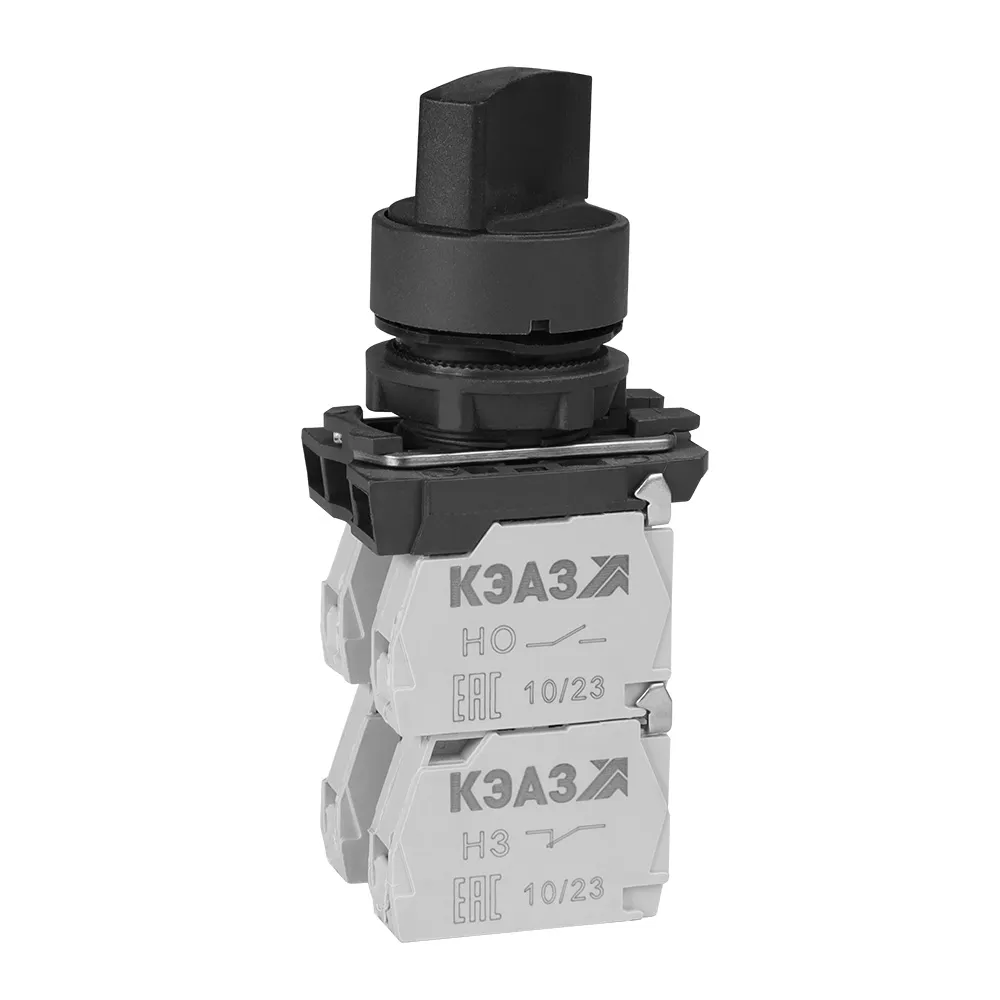Переключатель КПЕ2122Р-черный-2но+2нз-ручка-фикс-3поз-IP40- 311138