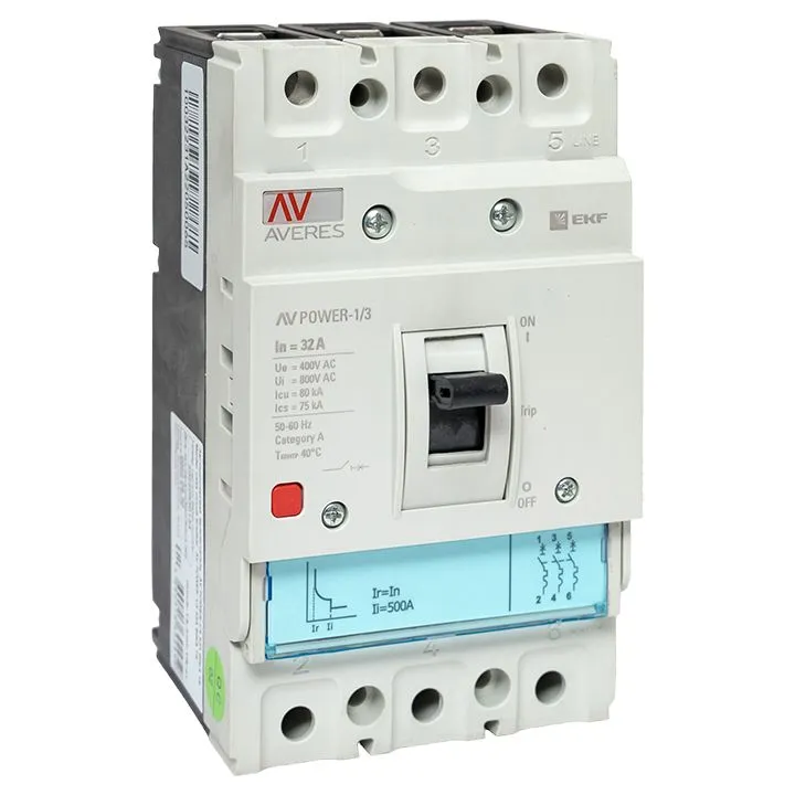 Автоматический выключатель AV POWER-1/3 32А 80kA TR AVERES mccb-13-32H-TR-av