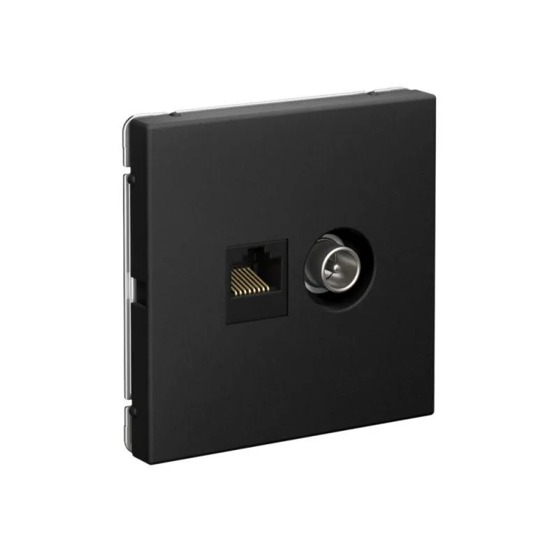 Розетка компьютерная + телевизионная 2-м ArtGallery RJ45 + TV кат.5E карбон SE GAL001089