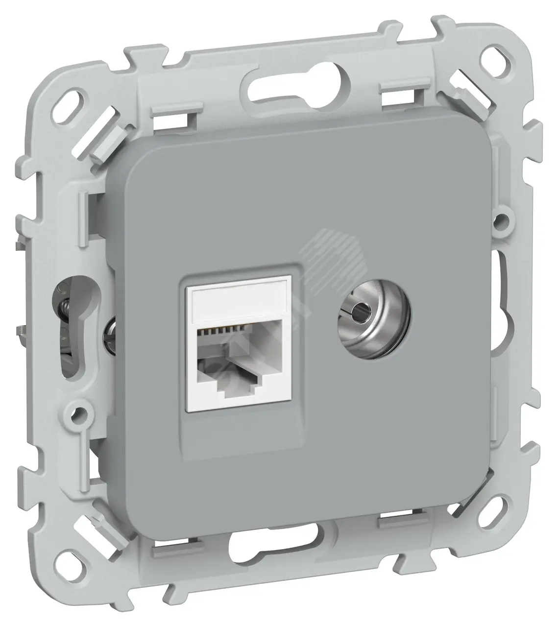 FLITE Розетка 2-местная RJ45/TV категория 5Е UTP РКТВ5е-2-0-ФлС серый IEK FI-AK22-1-K03