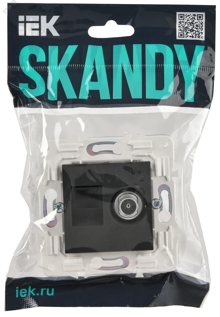 SKANDY Розетка двойная TV+RJ45 кат.5E SK-A14G графит IEK SK-AK20-1-K53