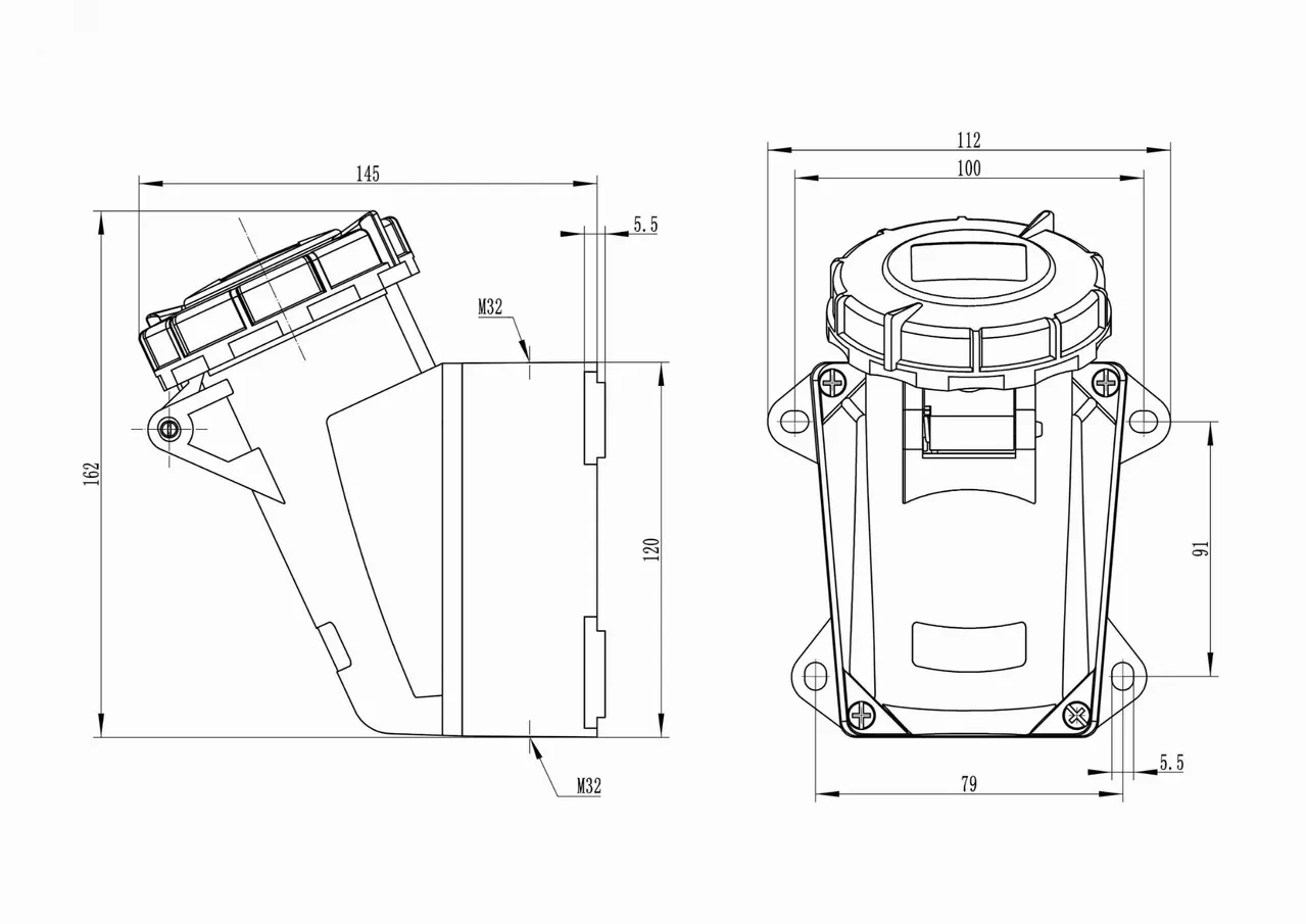 Розетка настенная IP67 32A 3P+E 400В DIS5183256T
