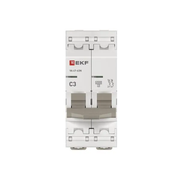 Автоматический выключатель ВА 47-63N 2P 3А (C) 4,5 кА PROXIMA EKF M634203C