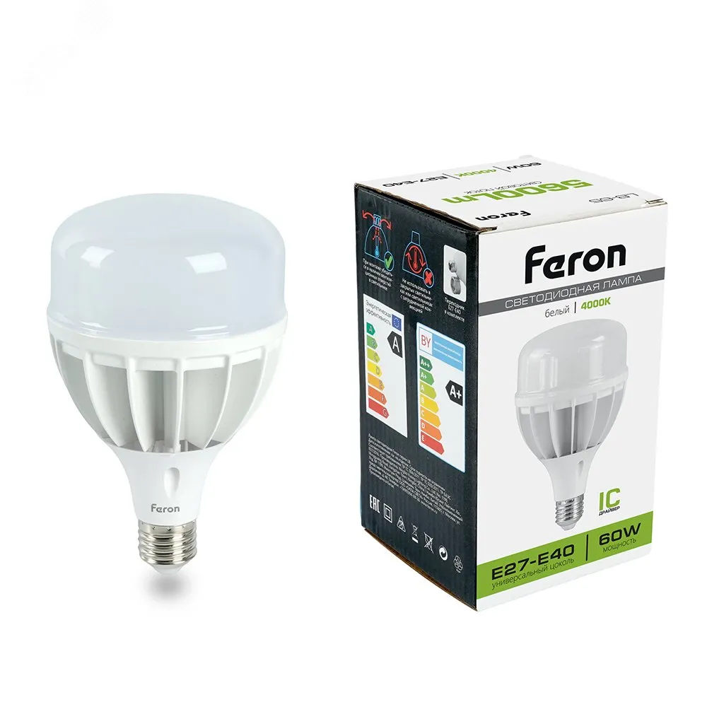 Лампа светодиодная LED 60вт Е27/Е40 белый 25821