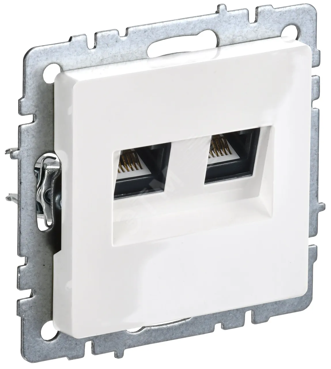 Розетка компьютерная двойная СП RJ45 кат.5E BRITE РК10-2-БрБ бел. BR-K20-1-K01