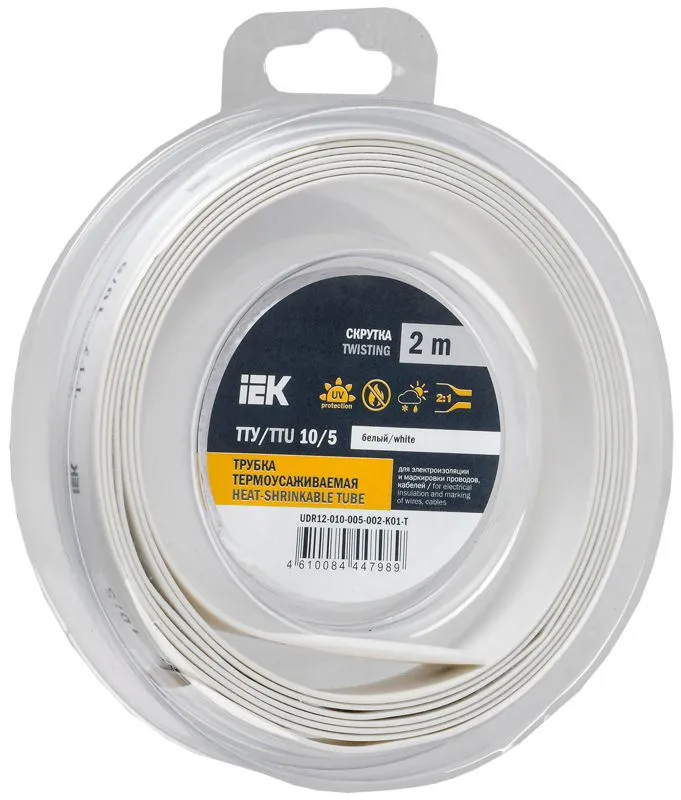 Трубка термоусадочная ТТУ нг-LS 10/5 бел. (уп.2м) UDR12-010-005-002-K01-T