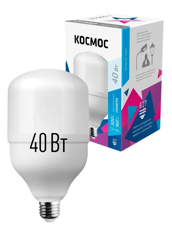 Лампа светодиодная HВтLED 40Вт 220В E27 4500К LksmHWLED40WE2745