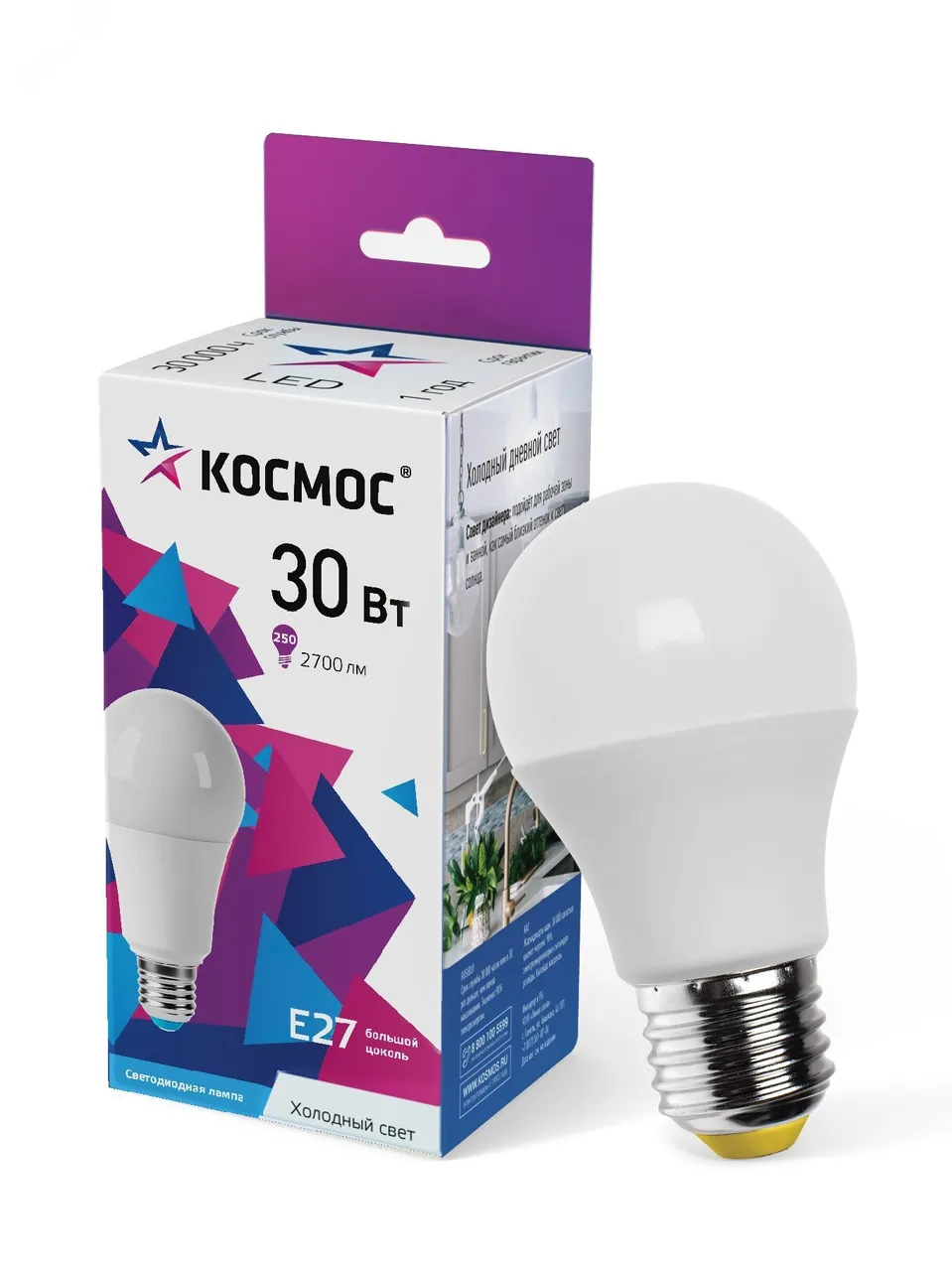 Лампа светодиодная А70 30Вт 6500К Е27 174-265В КОСМОС LkecLED30wA70E2765
