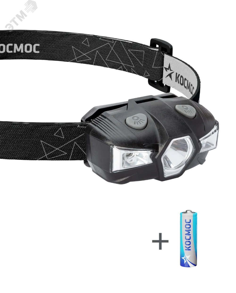 Фонарь налобный 1Вт LED+красн. 1xAA (R6) корпус ABS-пластик регулируемый эласт. ремешок KOC517B